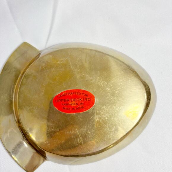 Vintage Brass ‘Pocket Change’ Oval Valet Tray 4” Embossed Coin Trinket Holder - Picture 4 of 4